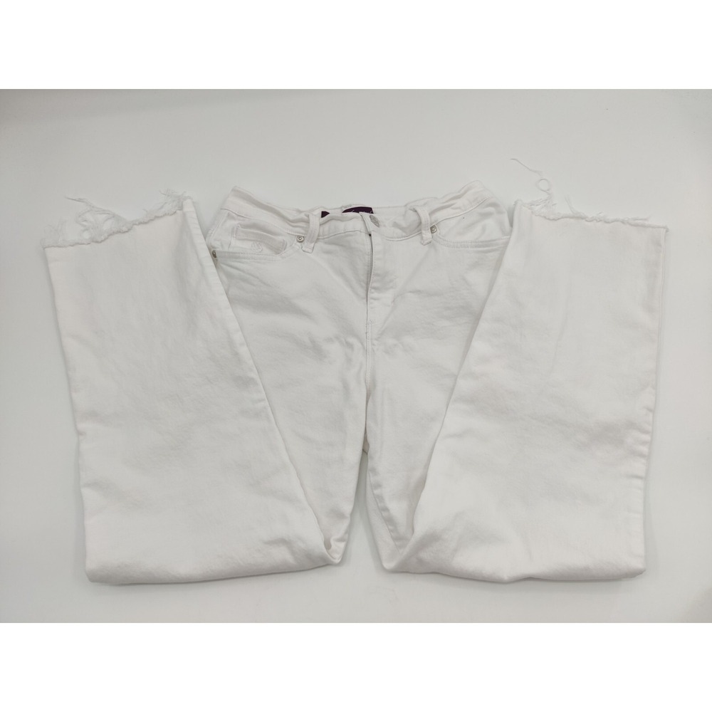 Gloria Vanderbilt Amanda White Straight Leg Raw Hem Hi- Rise Jeans Womens Size 6